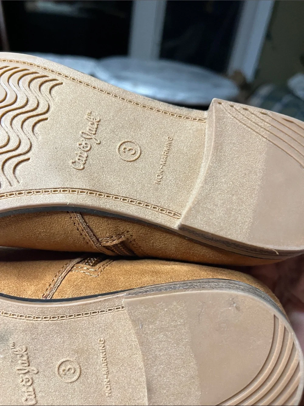 Cat & Jack vegan bootie rust suede inside zip size 3 unisex nonmaring sole
